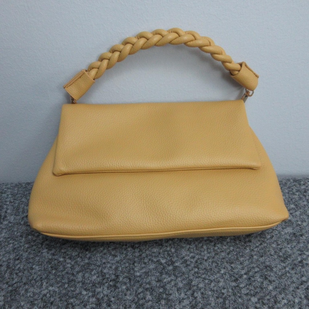 Urban Expressions Satchel Bag Womens Medium Yellow Faux Leather Braided Handle